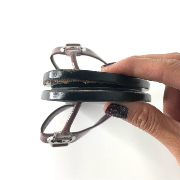 Gucci Interlocking GG Logo Emboss Purple Patent Leather Thong Flats Sandals 37 - Picture 6 of 9